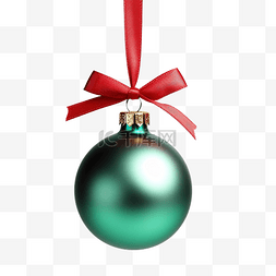 圣诞闪光图片_挂在绿色红缎带上的圣诞小玩意