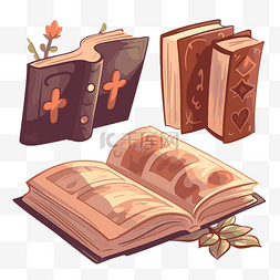 圣经剪贴画一套书籍和书籍与十字