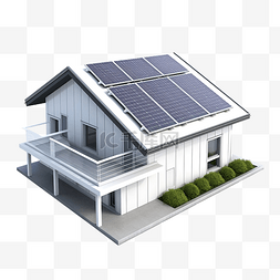 家居背景图片_智能家居太阳能电池板 3d 插图