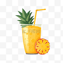 简约风格的菠萝汁插图