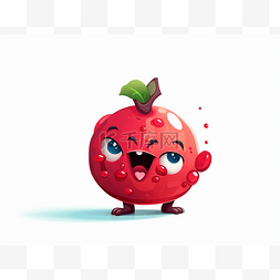 带表情的水果图片_这个角色是一个看起来很可爱的红