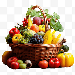 木桌上篮子里的新鲜成熟蔬菜和水