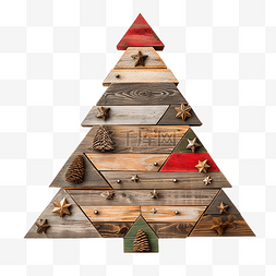 用木板制作的 diy 圣诞树作为户外