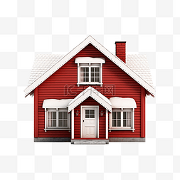 立冬天图片_有雪立面的红房子