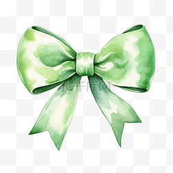 绿色丝带蝴蝶结图片_绿色丝带绑在蝴蝶结水彩