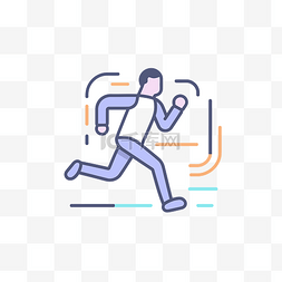 跑步者奔跑的人图标线 向量