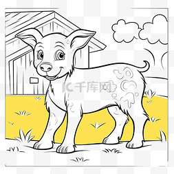 猪牛羊卡通图片_儿童着色书农场动物的矢量插图