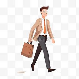 公司介绍人物图片_商人人物拿着袋子行走插画