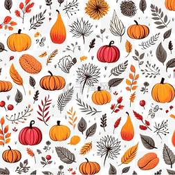秋天和感恩节无缝图案与壁纸涂鸦