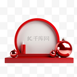 雪景红色图片_带有红色讲台和圣诞物品的抽象圣