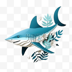 海藻图片_鲨鱼海洋生物纸艺术