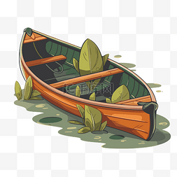 独木舟剪贴画划艇在池塘中航行孤