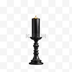 火焰燃燒图片_黑色烛台与燃烧的蜡烛