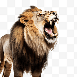 从侧面看，愤怒的狮子咆哮抬头