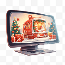 机载屏幕上的圣诞问候插图概念