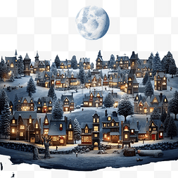 白雪公主图片_满月下的圣诞镇与圣诞村