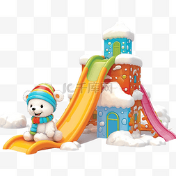冰雪可爱图片_快乐的玩具雪人在冰雪覆盖的操场
