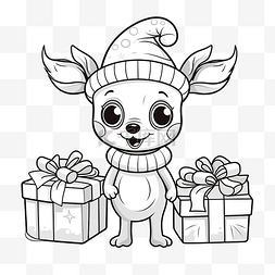 人物形象插图片_着色书，上面有可爱的鹿圣诞人物