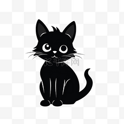 手绘卡通黑猫