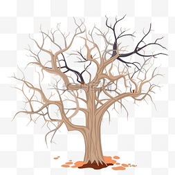树卡通贴画图片_光秃秃的树剪贴画矢量图平空树矢