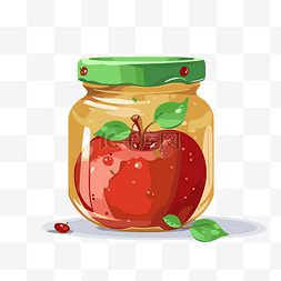 苹果开关控件图片_苹果酱剪贴画苹果在罐子里与叶卡