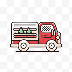 圣诞节卡车红色插画 向量