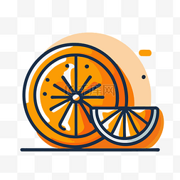 高清橙子图片_一块橙子和橙片设计线标志插图 