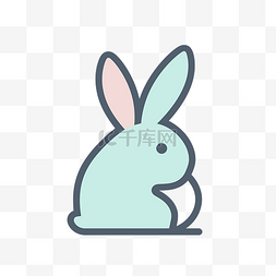 复活节图标图片_程式化的兔子图标平坦而简单 向