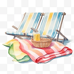 方格毯子图片_夏季装饰元素的条纹沙滩巾和野餐