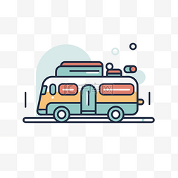 线型icon图片_车顶线型插图上装有行李的露营车