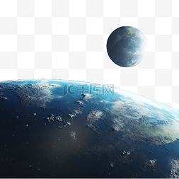 银河空间图片_3d 渲染关闭地球世界行星并从后面