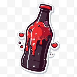 一个空可乐瓶的贴纸，上面滴着酱