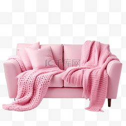 粉色沙发+毯子