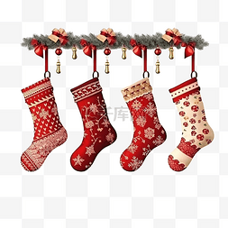 圣诞袜与礼物新年传统装饰