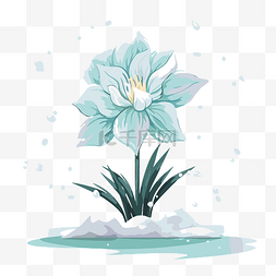 冬天花剪贴画蓝色的花在雪花卡通
