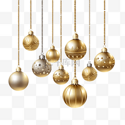快乐圣诞快乐金铃和银球挂图
