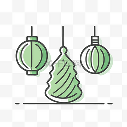 绿色的主图设计图片_三个简单的圣诞符号，带有简单的