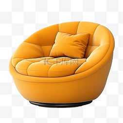 3d 家具现代织物圆形单人沙发隔离