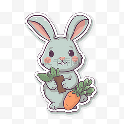兔子图片_带有胡萝卜的小兔子贴纸和里面的