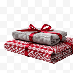 用红色和灰色纺织品包裹的圣诞生