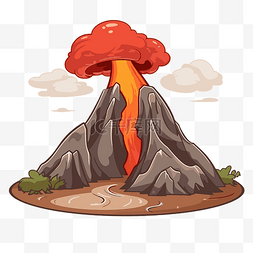火山插图图片_火山剪贴画火山喷发卡通插图在白