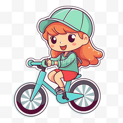 騎自行車的卡通女孩 向量
