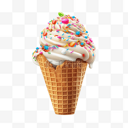 味道夏天图片_冰淇淋华夫饼锥体与彩色洒孤立人