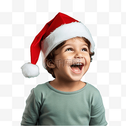 庆祝圣诞节的小男孩戴着一顶圣诞