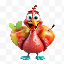 快樂的火雞鳥在蘋果水果感恩節字