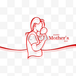 母亲节抽象线条画装饰