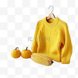新秋上新图片_黄色针织毛衣上的秋玉米