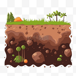 卡通风格地面的土壤剪贴画矢量图
