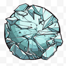 破碎水晶图片_冰球在中心破碎，蓝色水晶剪贴画