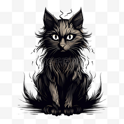 女巫插画图片_黑女巫猫邪恶可怕的神秘动物万圣
